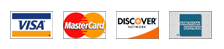 We accept VISA, MasterCard, Discover, and American Express