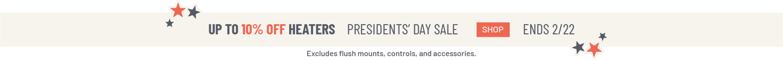 10% presidents' day sale